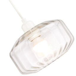 Happy Homewares Contemporary Clear Ribbed Glass Non Electric Pendant Lamp Shade With Flat Style - thumbnail 5