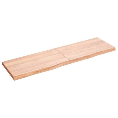Berkfield Wall Shelf Light Brown 140X40X4 Cm Treated Solid Wood Oak - image 1