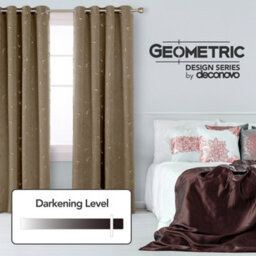 Deconovo Blackout Eyelet Curtains, Gold Constellation Printed Thermal Insulated Curtains, W46 X L72 Inch, Taupe, 2 Panels - thumbnail 2