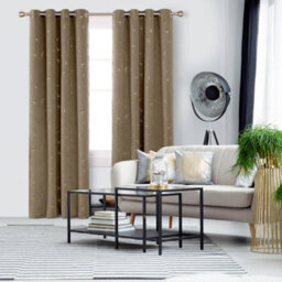 Deconovo Blackout Eyelet Curtains, Gold Constellation Printed Thermal Insulated Curtains, W46 X L72 Inch, Taupe, 2 Panels - thumbnail 7