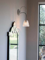 Elegant Ip44 Wall Light With Ribbed Glass Shade And Brushed Brass Finish - thumbnail 2