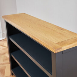 The Furniture Market Cotswold Charcoal Grey Painted Wide Low Bookcase - thumbnail 6
