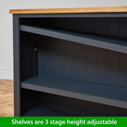 The Furniture Market Cotswold Charcoal Grey Painted Wide Low Bookcase - thumbnail 5