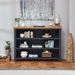 The Furniture Market Cotswold Charcoal Grey Painted Wide Low Bookcase - thumbnail 2