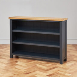 The Furniture Market Cotswold Charcoal Grey Painted Wide Low Bookcase - thumbnail 4