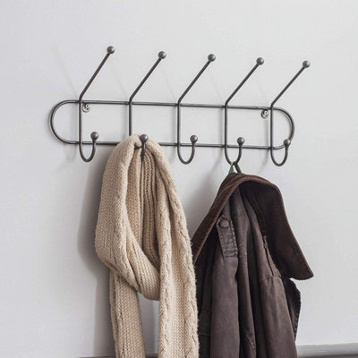 Garden Trading Large 5 Hook Rail Coat Rack Hat Wall Mounted Hanger Suitable In Hallway Bedroom Office - image 1