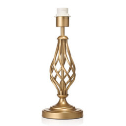 Happy Homewares Traditional Sleek Satin Gold Brass Table Lamp Base With Twist Metal Stem Design - thumbnail 1