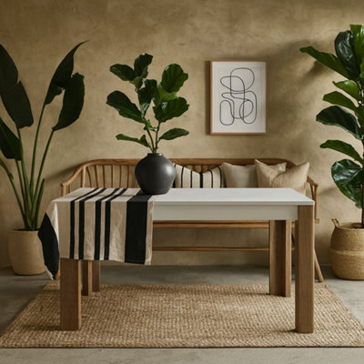 Wyld Haus Porto 160Cm Matt White Dining Table With Oak Detail - image 1