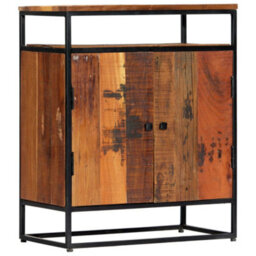 Berkfield Side Cabinet 60X35X76 Cm Solid Reclaimed Wood And Steel - thumbnail 1