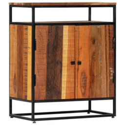 Berkfield Side Cabinet 60X35X76 Cm Solid Reclaimed Wood And Steel - thumbnail 9