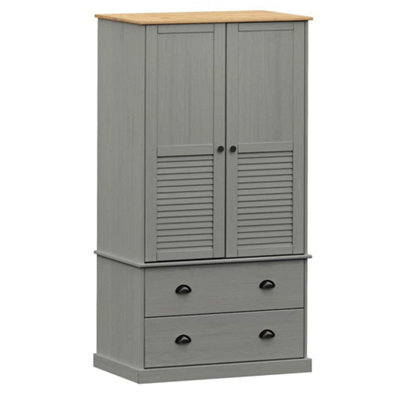 Berkfield Classic Wardrobe Vigo Grey 90X55X176 Cm Solid Wood Pine