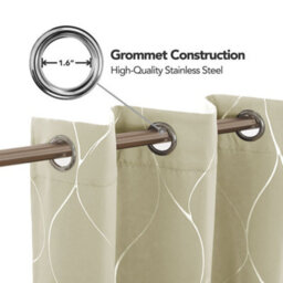 Deconovo Blackout Curtains, Eyelet Curtains, Thermal Silver Wave Line Foil Printed For Living Room, 66 X 90 Inch, Beige, 1 Pair - thumbnail 4