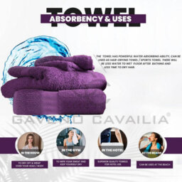 Gc Gaveno Cavailia 2Pk Miami Bath Towel 70X125 Purple 700 Gsm Quick Drying & Super Absorbent Bath Towel Set - thumbnail 4