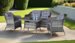 Garden Store Direct St Tropez Aluminium Rattan 4 Seat Lounge Dining Set - thumbnail 1