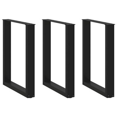 Berkfield Dining Table Legs U-Shaped 3 Pcs Black 70X(72-73) Cm Steel - image 1