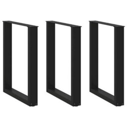 Berkfield Dining Table Legs U-Shaped 3 Pcs Black 70X(72-73) Cm Steel