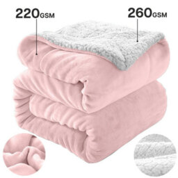 Ameha Sherpa Fleece Blanket Soft Thick & Warm Reversible Throw For Sofa, Bed & Travel Pink Single 130X150Cm - thumbnail 3