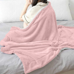 Ameha Sherpa Fleece Blanket Soft Thick & Warm Reversible Throw For Sofa, Bed & Travel Pink Single 130X150Cm - thumbnail 6