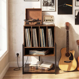 Record Player Stand Record Storage Table With Charging Station - thumbnail 3