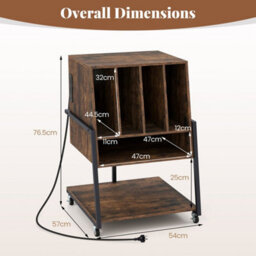 Record Player Stand Record Storage Table With Charging Station - thumbnail 2