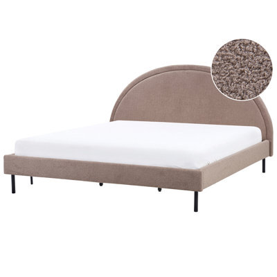 Beliani Bed Boucle Margut 180 X 200 Cm (Eu Super King) Taupe - image 1