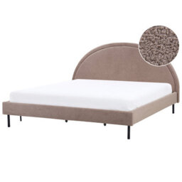 Beliani Bed Boucle Margut 180 X 200 Cm (Eu Super King) Taupe - thumbnail 1