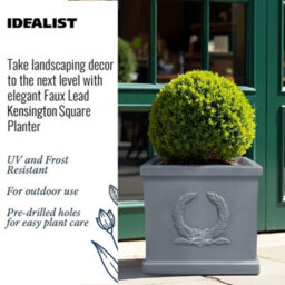 Idealist™ 30Cm Planter, Grey Light Concrete Square Garden Planter, Flower Box, Faux Lead Outdoor Plant Pot For Trees - thumbnail 4