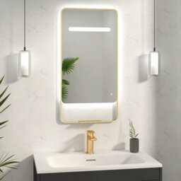 Royal Bathrooms Verona 900 X 460mm Brass Back & Front Lit Led Framed Mirror With Integrated Light Bar, Demister Pad & Touch Sensor - thumbnail 5