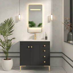 Royal Bathrooms Verona 900 X 460mm Brass Back & Front Lit Led Framed Mirror With Integrated Light Bar, Demister Pad & Touch Sensor - thumbnail 4