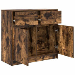 Berkfield Sideboard With Drawer Smoked Oak 80X34X76 Cm Engineered Wood - thumbnail 5