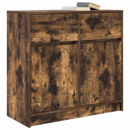 Berkfield Sideboard With Drawer Smoked Oak 80X34X76 Cm Engineered Wood - thumbnail 4