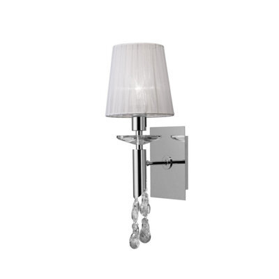 Luminosa Lighting Luminosa Tiffany Wall Lamp 1+1 Light E14 With White Shade Polished Chrome/crystal - image 1