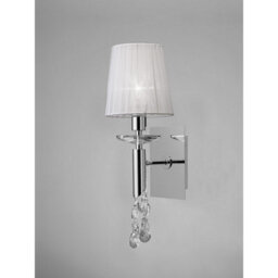 Luminosa Lighting Luminosa Tiffany Wall Lamp 1+1 Light E14 With White Shade Polished Chrome/crystal - thumbnail 2