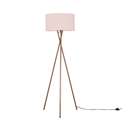 Valuelights Camden Copper Tripod Floor Lamp With Blush Drum Shade - image 1
