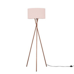 Valuelights Camden Copper Tripod Floor Lamp With Blush Drum Shade