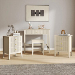 Melody Maison Dressing Table, Stool & Pair Of 3 Drawer Bedside Tables - Hales Taupe Range - thumbnail 2