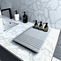Fino Stone Carmen White Stone Bathroom Tray With Soap Panel