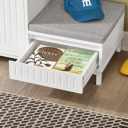 Sobuy Fsr172-W, Hallway Storage Bench Shoe Bench Shoe Cabinet With 2 Seats,white,w65Xd35Xh45 - thumbnail 8