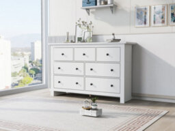 Btm Sideboard Side Cabinet Kitchen Cabinet Storage Cabinet Sideboard Chest Of Drawers With 7 Drawers For Living Room, White - thumbnail 3