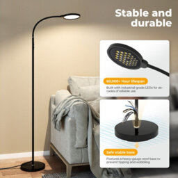 Emitto Led Floor Lamp Dimmable Standing Reading Light Remote Control 12W - thumbnail 9