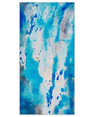 Beliani Multicolour Watercolour Abstract Area Rug 80 X 150 Cm - Soft Polyester, Low Pile, Anti-Slip Backing - image 1