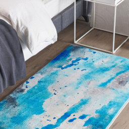 Beliani Multicolour Watercolour Abstract Area Rug 80 X 150 Cm - Soft Polyester, Low Pile, Anti-Slip Backing - thumbnail 2