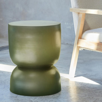 Sweeek - Side Table End Table Metal Bedside Table Diam.32 X H42Cm Madi Green 32X32X42 Cm - image 1
