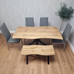 Kosy Koala Modern Dining Table Set With 4 Grey Faux Leather Chairs And 1 Bench Kitchen Dining Room Furniture - thumbnail 9