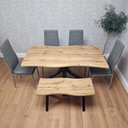 Kosy Koala Modern Dining Table Set With 4 Grey Faux Leather Chairs And 1 Bench Kitchen Dining Room Furniture - thumbnail 6
