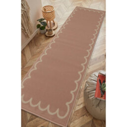 Melrose Colorama Frill Border Pink Indoor Area Runner Rug 67X200Cm - thumbnail 1