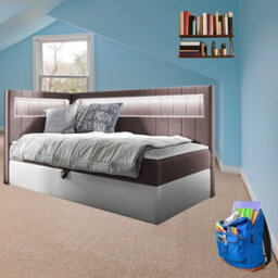 Junior Gold 3 Childrens Bed With Storage 90X200 Cm White Cappuccino Left Corner - thumbnail 1