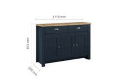 Birlea Highgate 3 Door 2 Drawer Sideboard Navy Blue & Oak - thumbnail 7