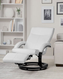 Beliani Recliner Chair Might With Footrest Faux Leather White - thumbnail 2