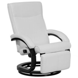 Beliani Recliner Chair Might With Footrest Faux Leather White - thumbnail 1